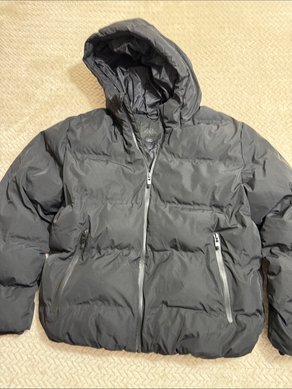Zara Black Hooded Puffer Jacket